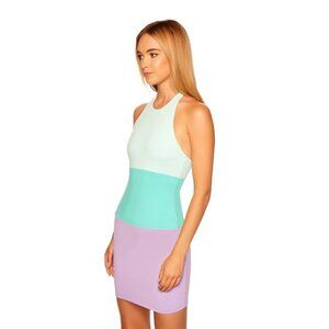 NWOT Susana Monaco Color Block Halter Bodycon Sleeveless Mini Dress Women XS